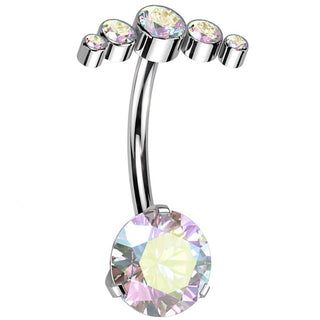 Titane Piercing Nombril Éventail Zirconia Enfoncer