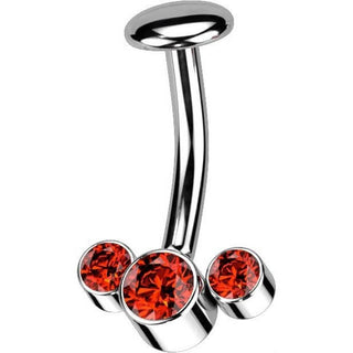 Titane Piercing Nombril 3 Zircones Argent Enfoncer