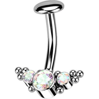 Titane Piercing Nombril 3 Zircone Argent Enfoncer