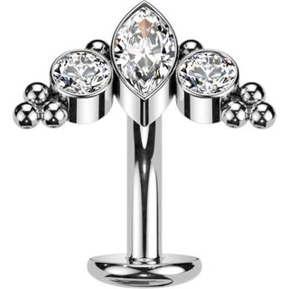 Titane Piercing Nombril Zircone Opale Argent Enfoncer