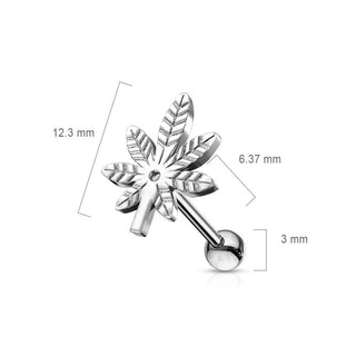 Barre Feuille de Chanvre Argent