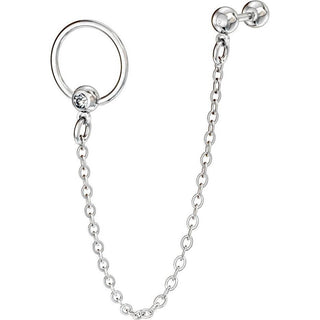 Boucle d'Oreille Barre Chaine Zircone Argent