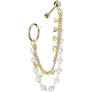 Pack Économique zircone barbell cœur perle chaîne cerceau