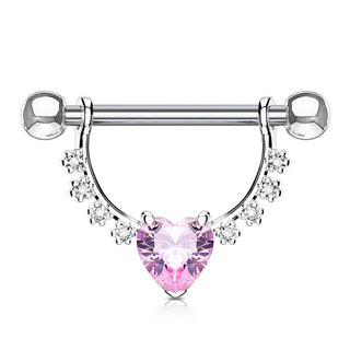 Téton Pendentif Couronne Coeur Zircone