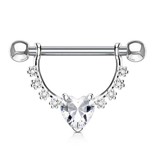Téton Pendentif Couronne Coeur Zircone