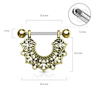 Téton Pendantif Couronne Fleur