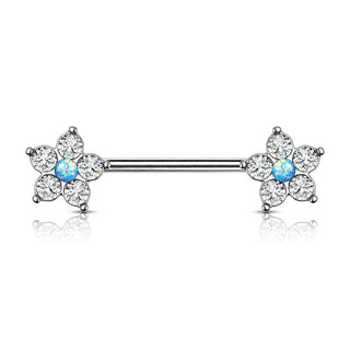 Téton Fleur Zircone Argent