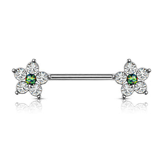 Téton Fleur Zircone Argent