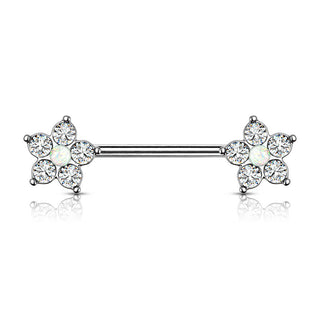 Téton Fleur Zircone Argent