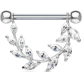 Téton Feuilles Pendantes Zircone