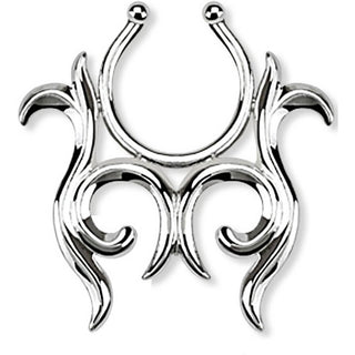 Faux Piercing Tétons  Tribal Argent Pliable