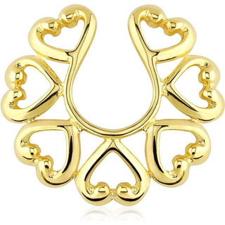 Faux Piercing Tétons Cœurs Tribaux Or Pliable