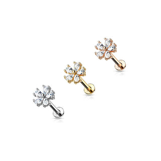 Labret Fleur Zircone Filetage Interne