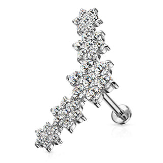 Labret Fleur Zircone Filetage Interne