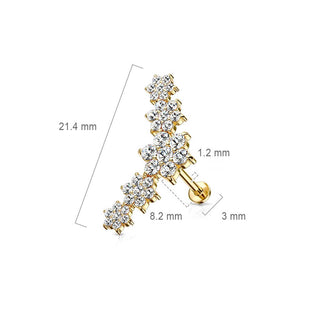 Labret Fleur Zircone Filetage Interne