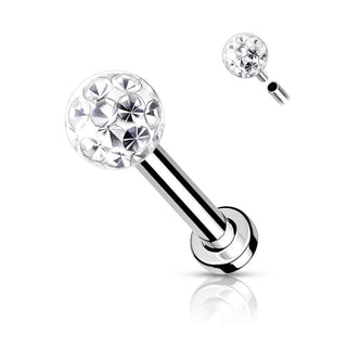 Labret Bille Zircone Filetage Interne