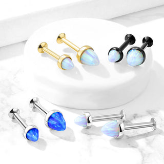 Labret Opale Serti Clos Filetage Interne