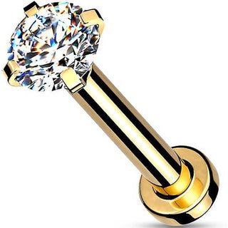 Labret Zircone Serti Griffe Filetage Interne