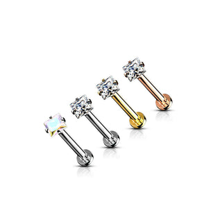 Labret Zircone Carrée Filetage Interne