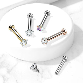 Labret Zircone Étoile Filetage Interne
