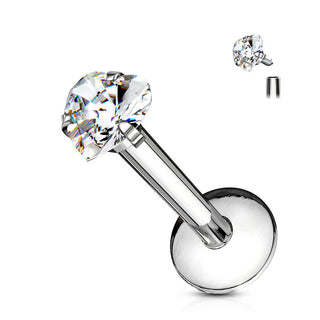 Labret Zircone Cœur Filetage Interne