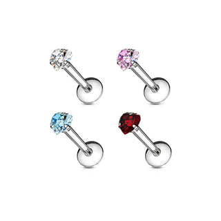 Labret Zircone Cœur Filetage Interne