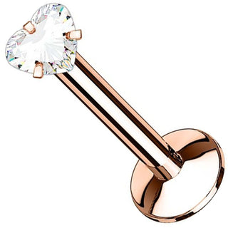 Labret Zircone Cœur Filetage Interne