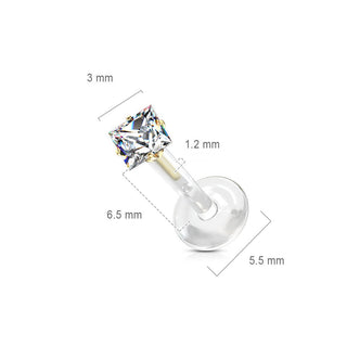 Labret Zircone Carrée