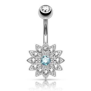 Piercing Nombril Fleur Zircone