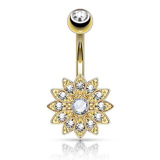 Piercing Nombril Fleur Zircone