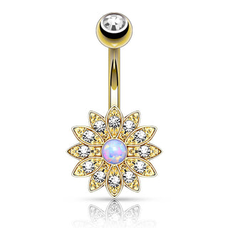 Piercing Nombril Fleur Zircone Opale