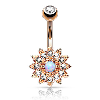 Piercing Nombril Fleur Zircone Opale