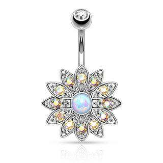 Piercing Nombril Fleur Zircone Opale