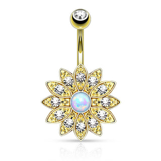 Piercing Nombril Fleur Zircone Opale