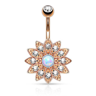 Piercing Nombril Fleur Zircone Opale