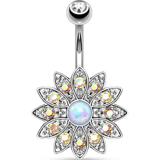Piercing Nombril Fleur Zircone Opale