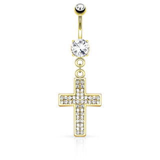 Piercing Nombril Pendentif Croix Zircone