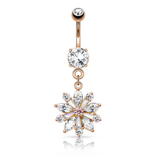 Piercing Nombril Pendentif Fleur Zircone