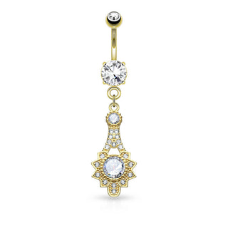 Piercing Nombril Pendentif Soleil Tribal Zircone