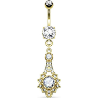 Piercing Nombril Pendentif Soleil Tribal Zircone
