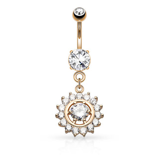 Piercing Nombril Pendentif Soleil Zircone
