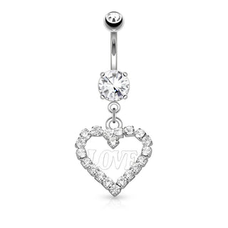 Piercing Nombril Pendentif Cœur Zircone