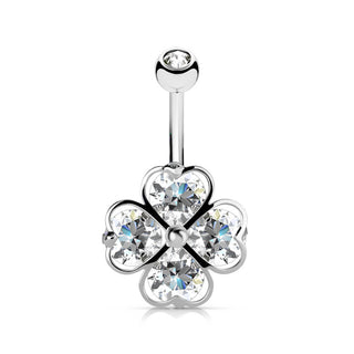 Piercing Nombril Trèfle Zircone