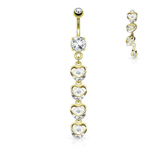 Piercing Nombril Pendentif Chaine De Cœur Zircone