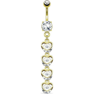 Piercing Nombril Pendentif Chaine De Cœur Zircone