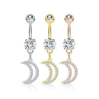 Piercing Nombril Pendentif Lune Zircone