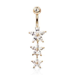 Piercing Nombril Pendentif Fleur Zircone