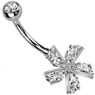 Piercing Nombril Fleur Zircone