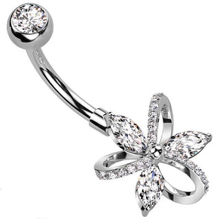 Piercing Nombril Fleur Zircone