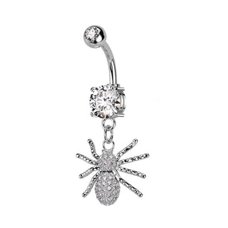 Piercing Nombril Pendentif Araignée Zircone